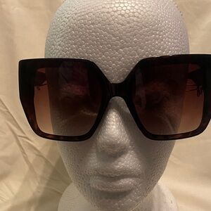 Tahari Black Frame Sunglasses with Brown Lenses